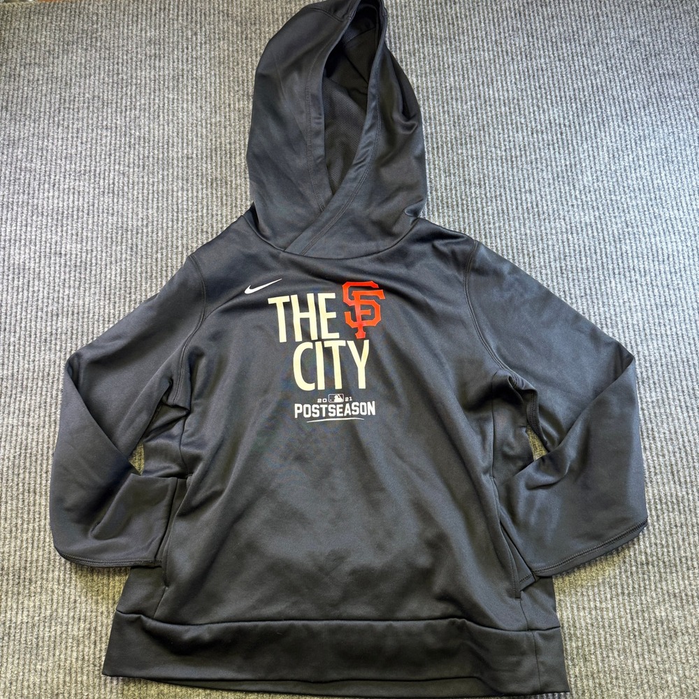 Nike SF Giants 2021 Postseason The City Hoodie Black Youth L / Womens S IDU5